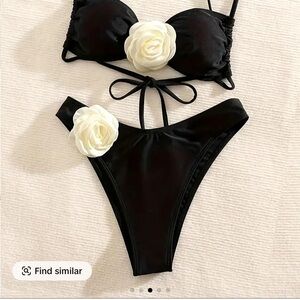 Elegant Black Floral Bikini Set